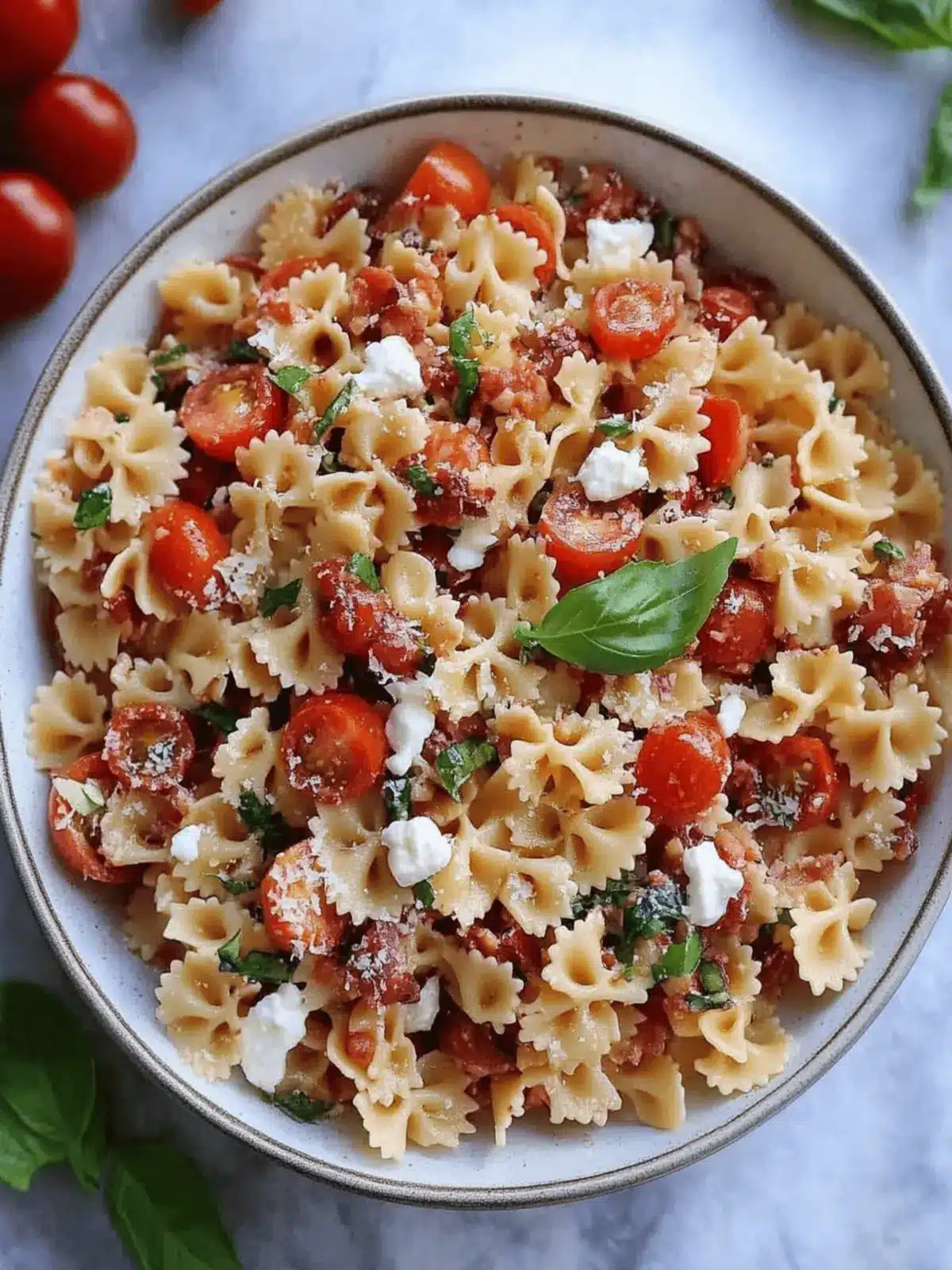 Cherry Tomato Bruschetta Pasta Salad