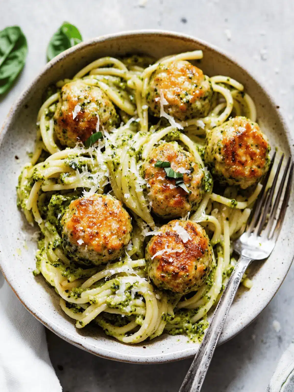 Baked Chicken Meatballs with Broccoli Pesto Pasta Delight 2 Baked Chicken Meatballs with Broccoli Pesto Pasta