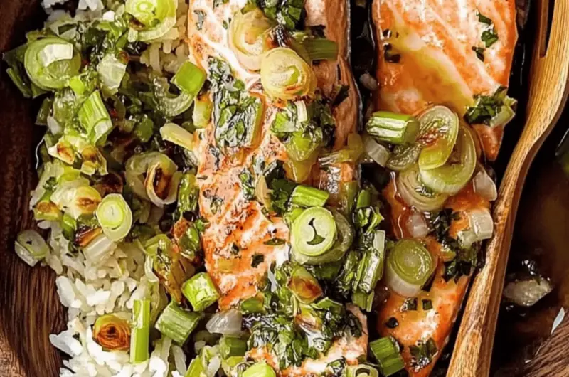 Miso Butter Salmon with Sizzled Scallion Salsa Verde Magic 1 Miso Butter Salmon with Sizzled Scallion Salsa Verde
