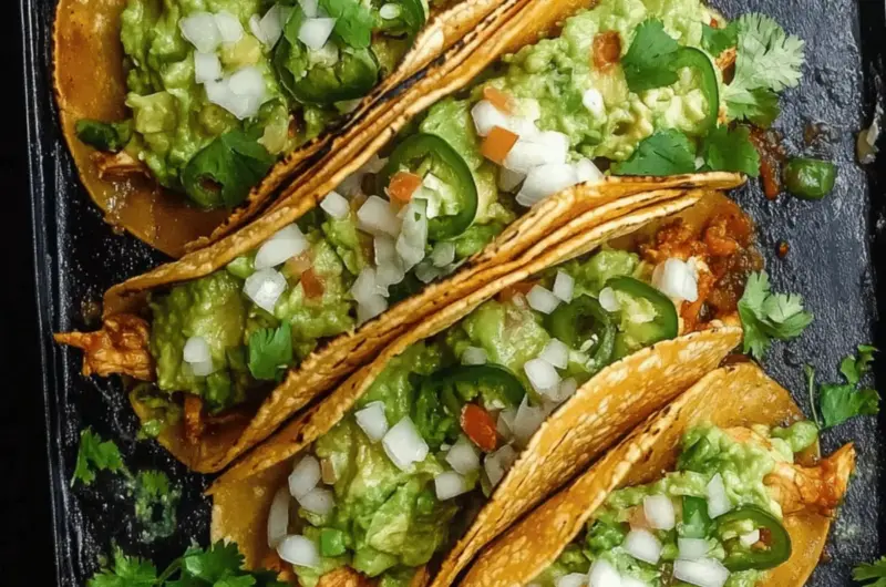 Crispy Poblano Chicken Tacos with Avocado-Jalapeño Salsa