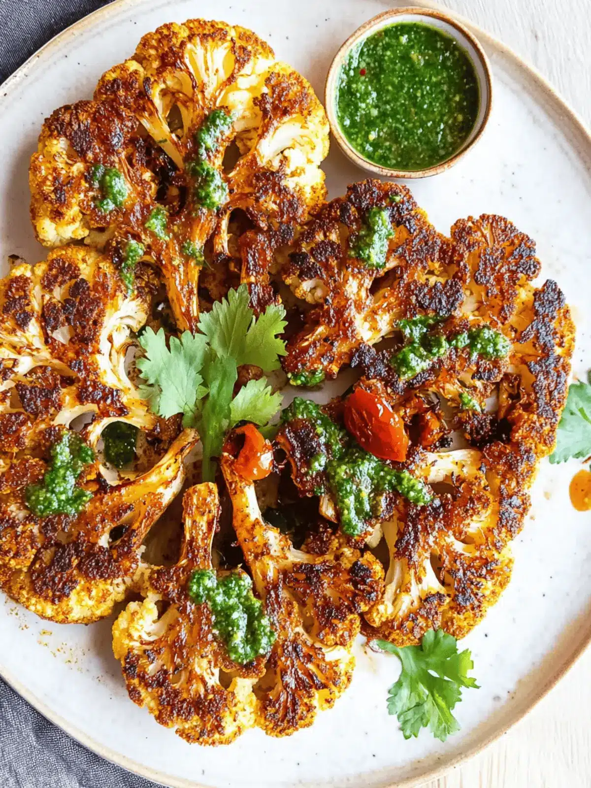 Cajun Roasted Cauliflower Steaks with Chimichurri
