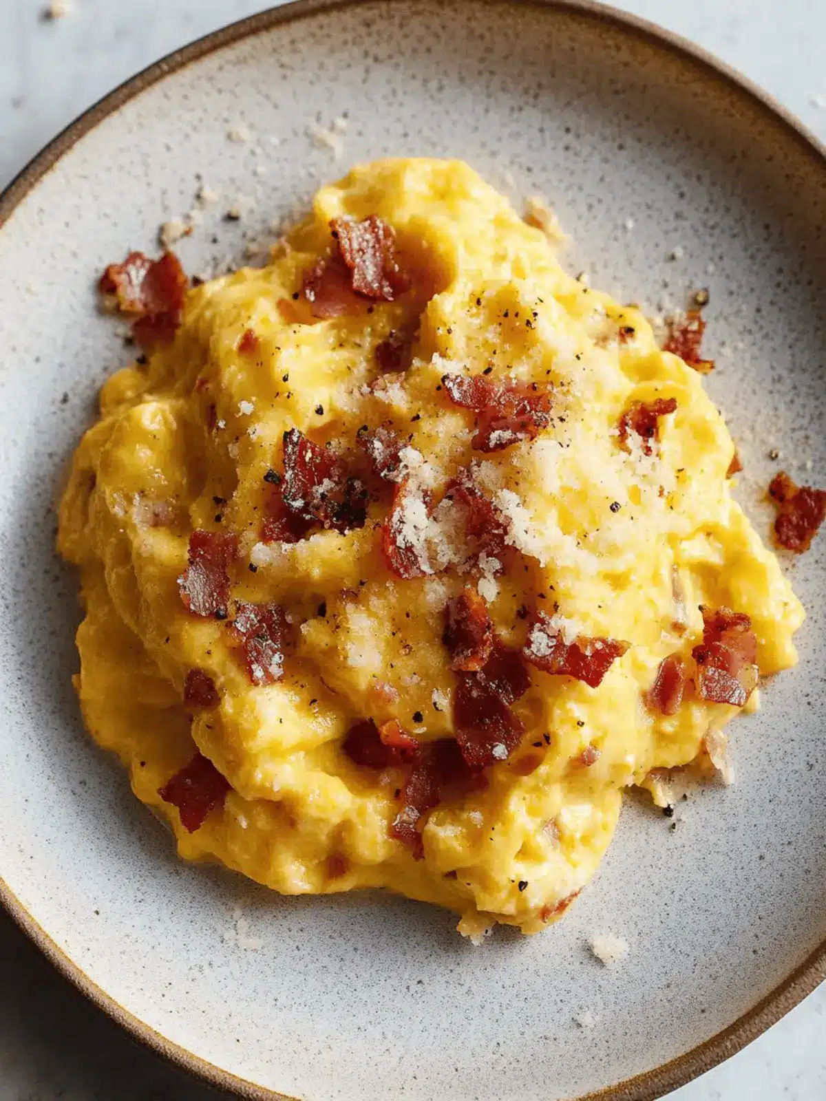 Silky Scrambled Eggs With Pancetta, Pepper and Pecorino