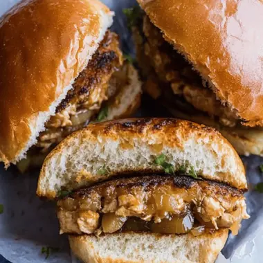 Apple Butter Onion Chicken Burgers
