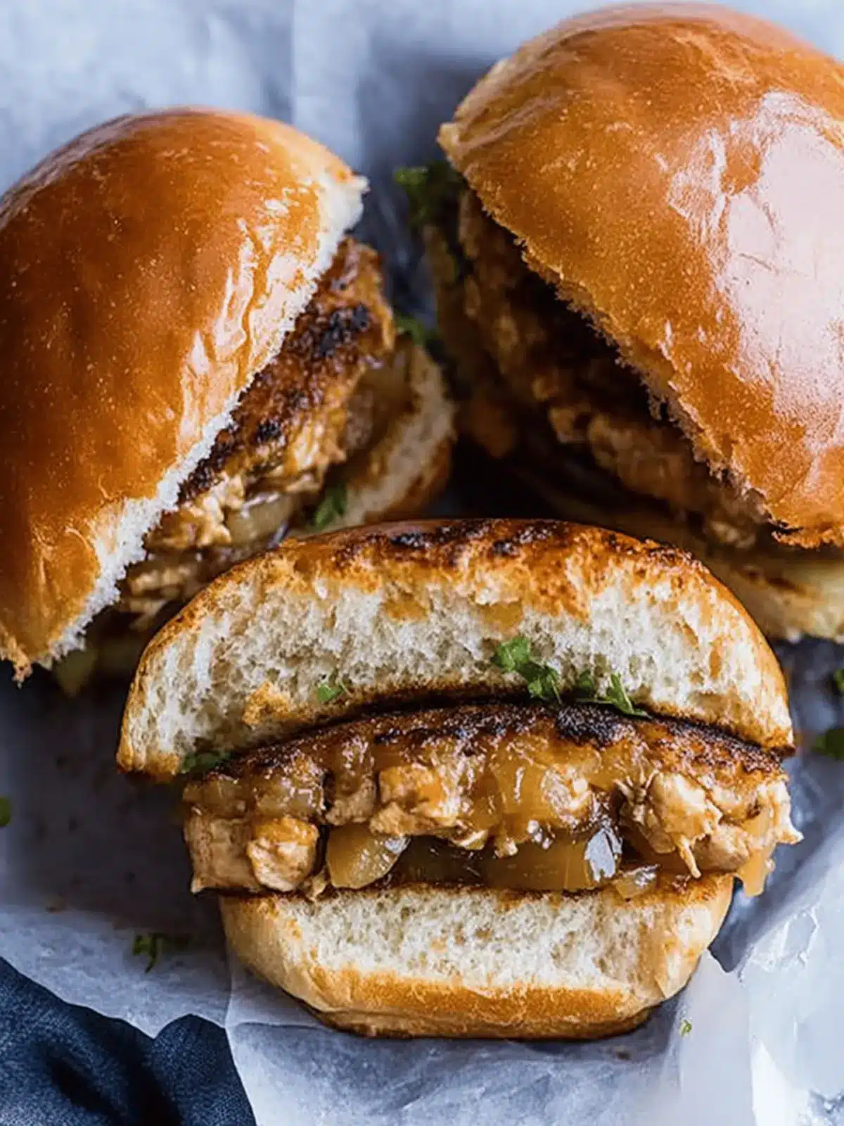 Apple Butter Onion Chicken Burgers
