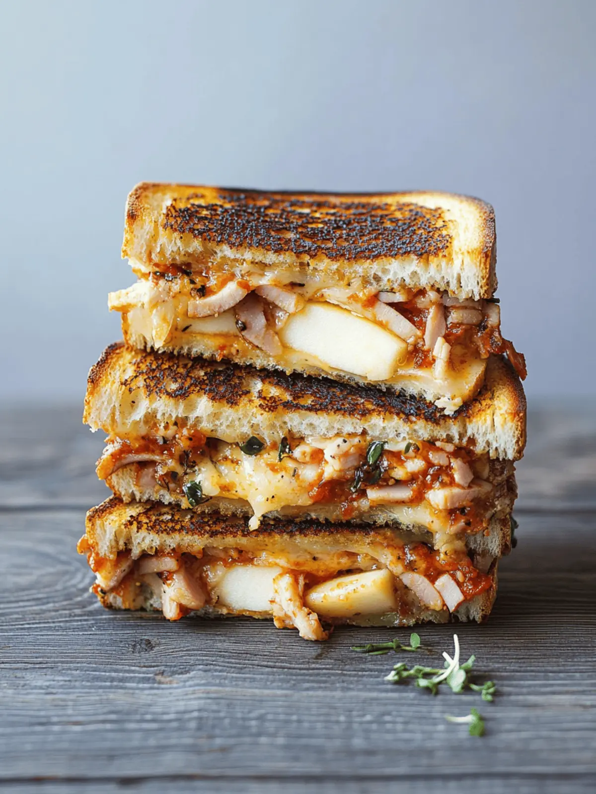 Grilled Cheese With Ham And Brie Cheese With Microgreens, Apple And Dijon