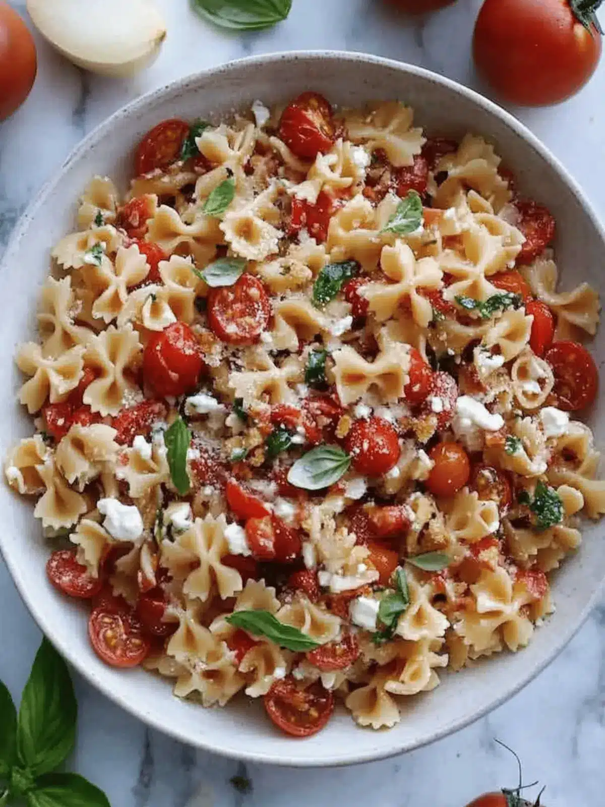 Cherry Tomato Bruschetta Pasta Salad