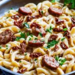 Pasta with Sun-Dried Tomato Sauce and Sausage