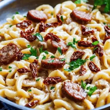 Pasta with Sun-Dried Tomato Sauce and Sausage