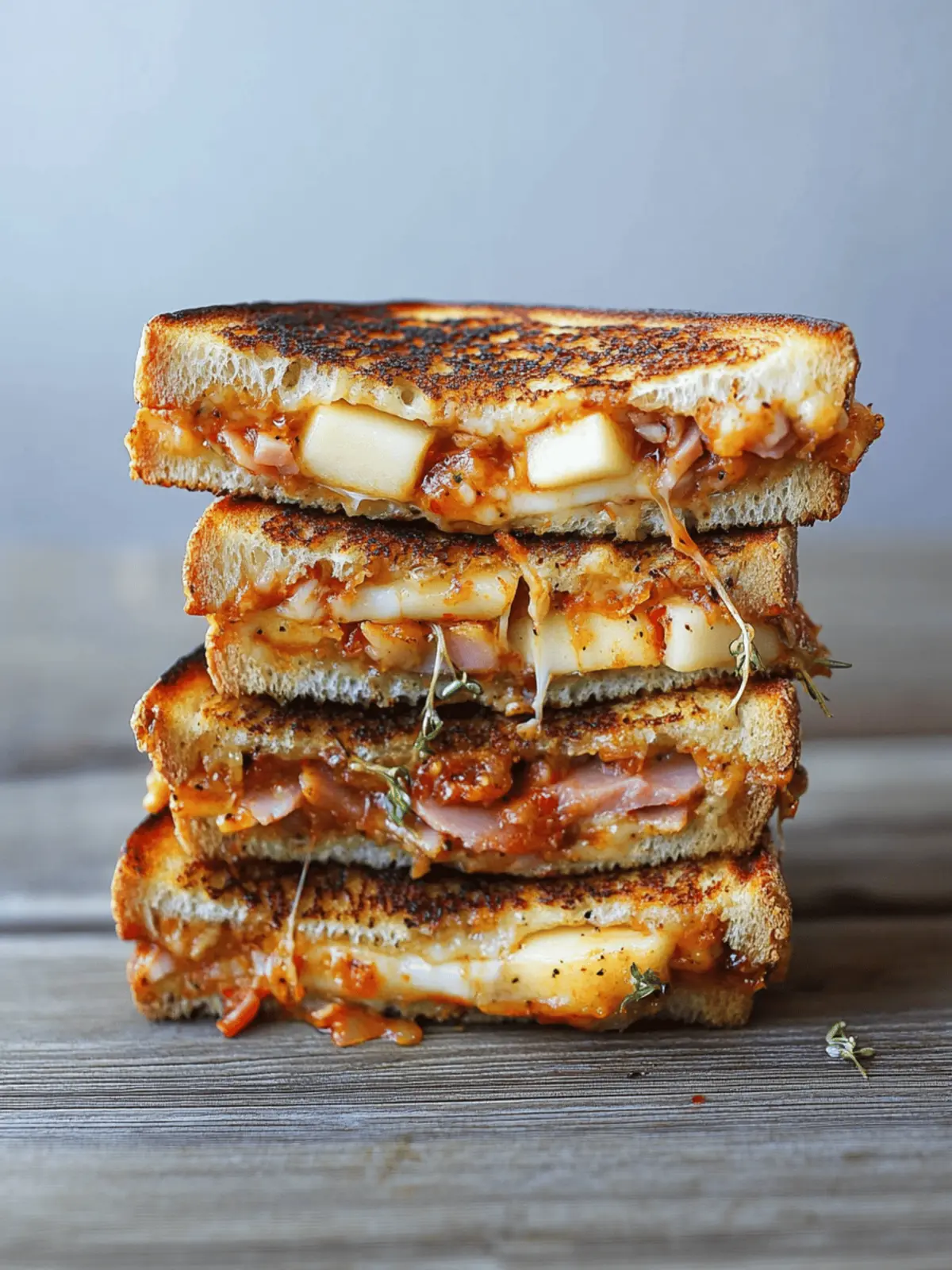 Grilled Cheese With Ham And Brie Cheese With Microgreens, Apple And Dijon