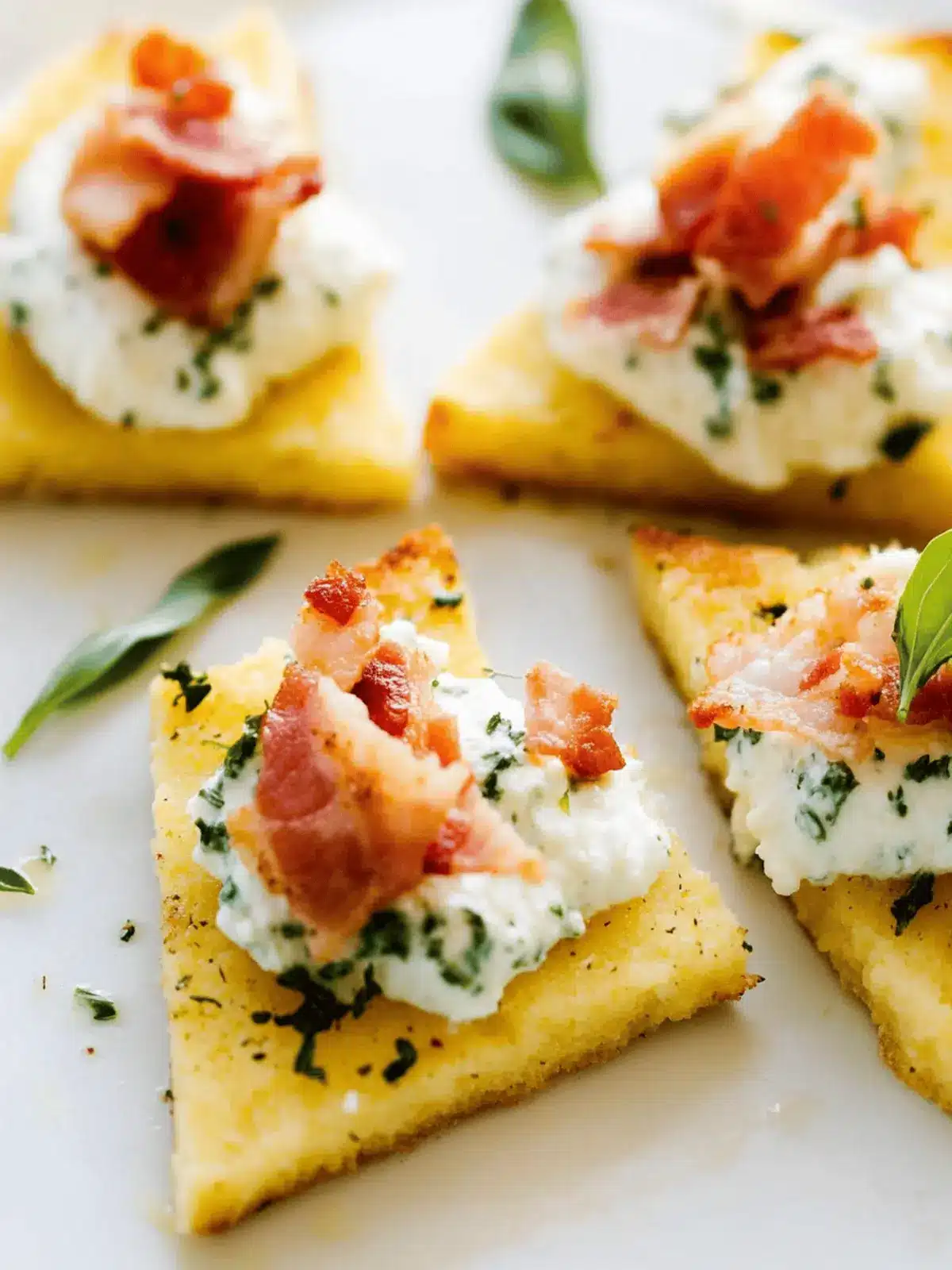 Delicious Polenta Toasts with Herbed Ricotta & Bacon Magic 2 Polenta Toasts with Herbed Ricotta & Bacon