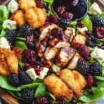 Blackberry Balsamic Grilled Chicken Salad with Crispy Fried Goat Cheese
