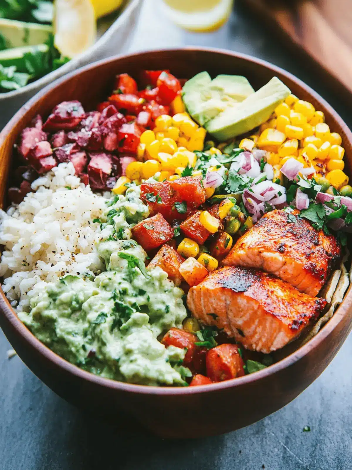 Roasted Salmon Burrito Bowl