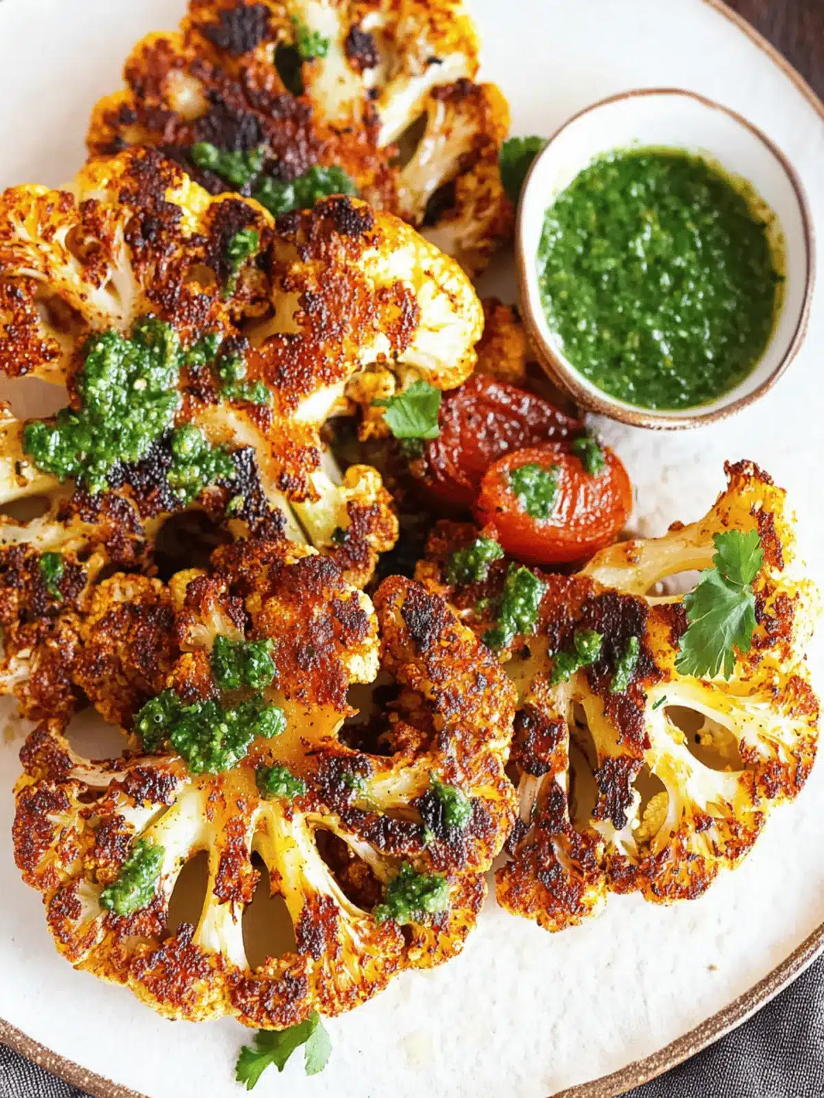 Cajun Roasted Cauliflower Steaks with Chimichurri