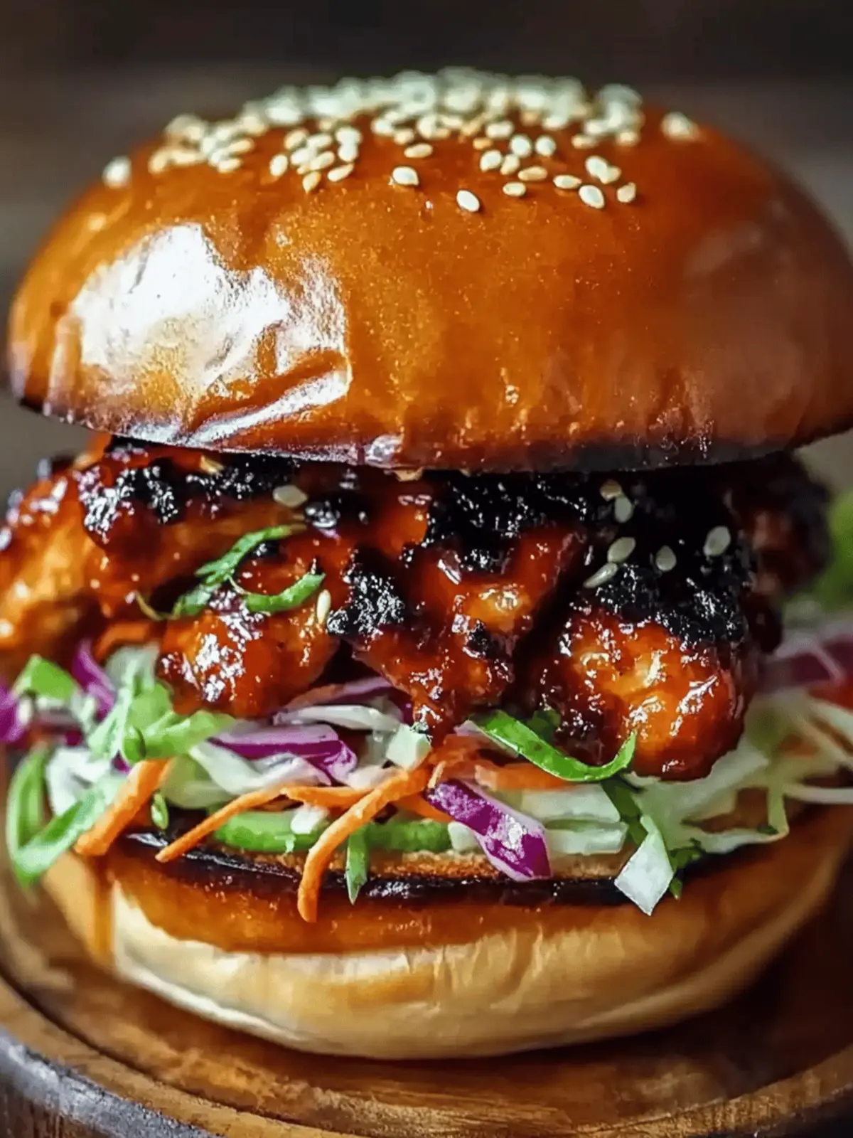 Spicy Korean BBQ Chicken Sandwich with Crispy Slaw