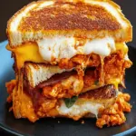 Crispy Fried Buffalo Chicken Grilled Cheese Sandwich