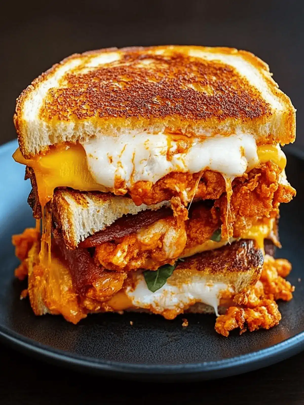 Crispy Fried Buffalo Chicken Grilled Cheese Sandwich
