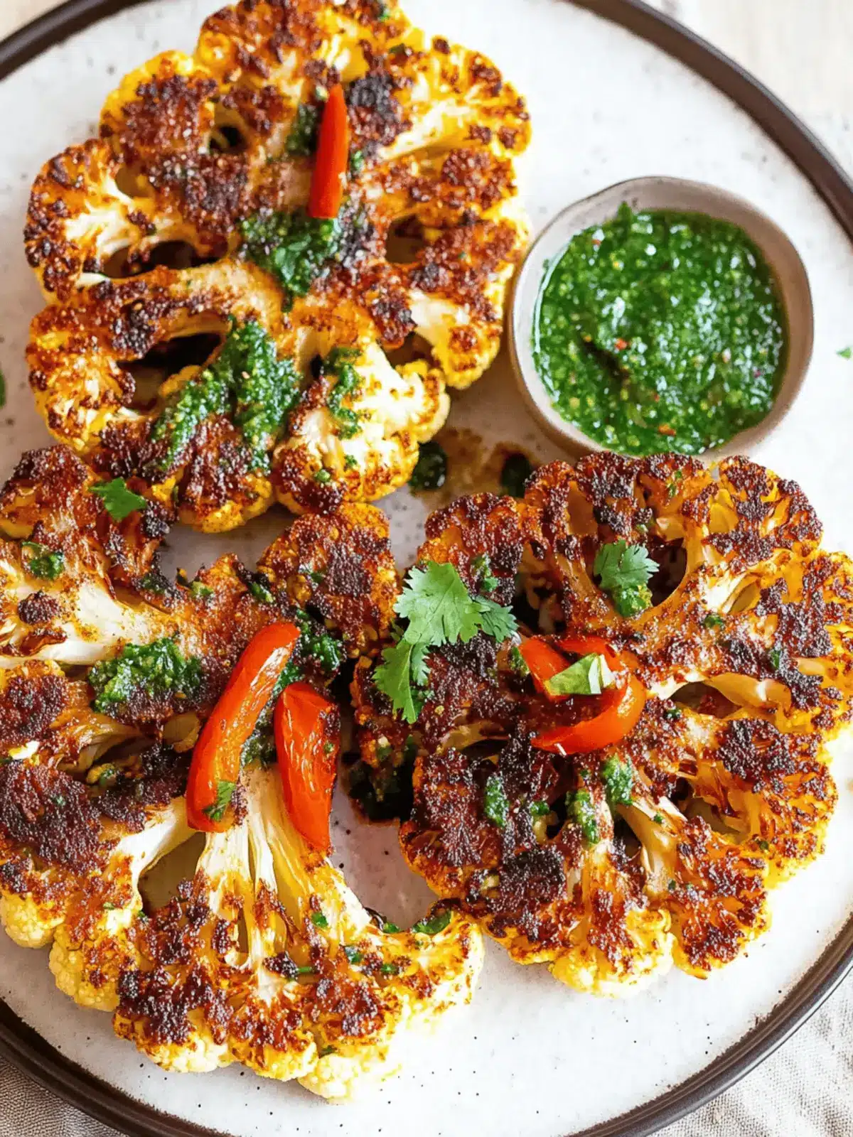 Cajun Roasted Cauliflower Steaks with Chimichurri