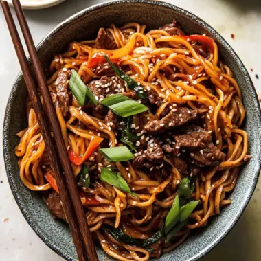 20 Minute Korean Beef Sesame Noodles