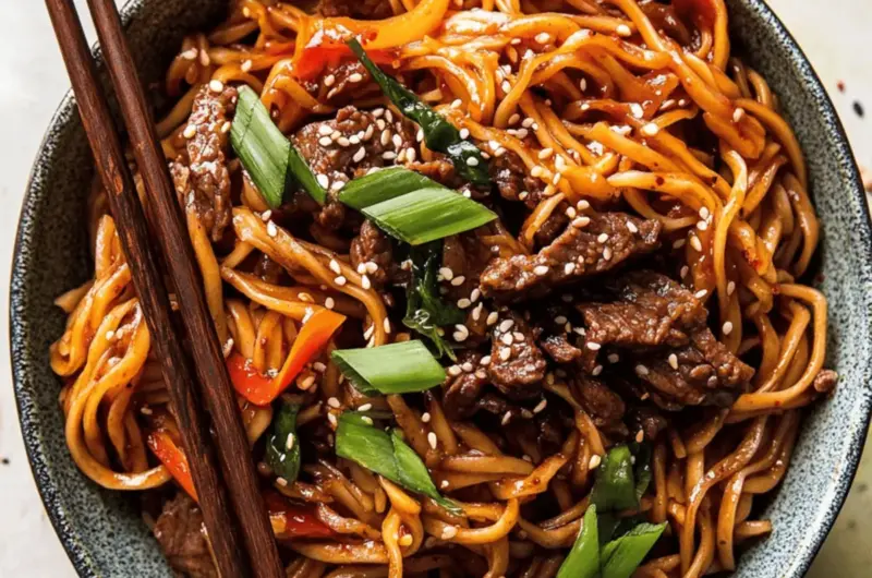 20 Minute Korean Beef Sesame Noodles