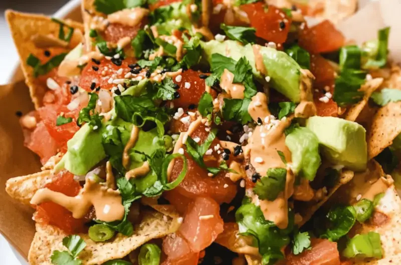 Poke Nachos with Spicy Tuna