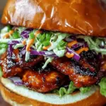 Spicy Korean BBQ Chicken Sandwich with Crispy Slaw