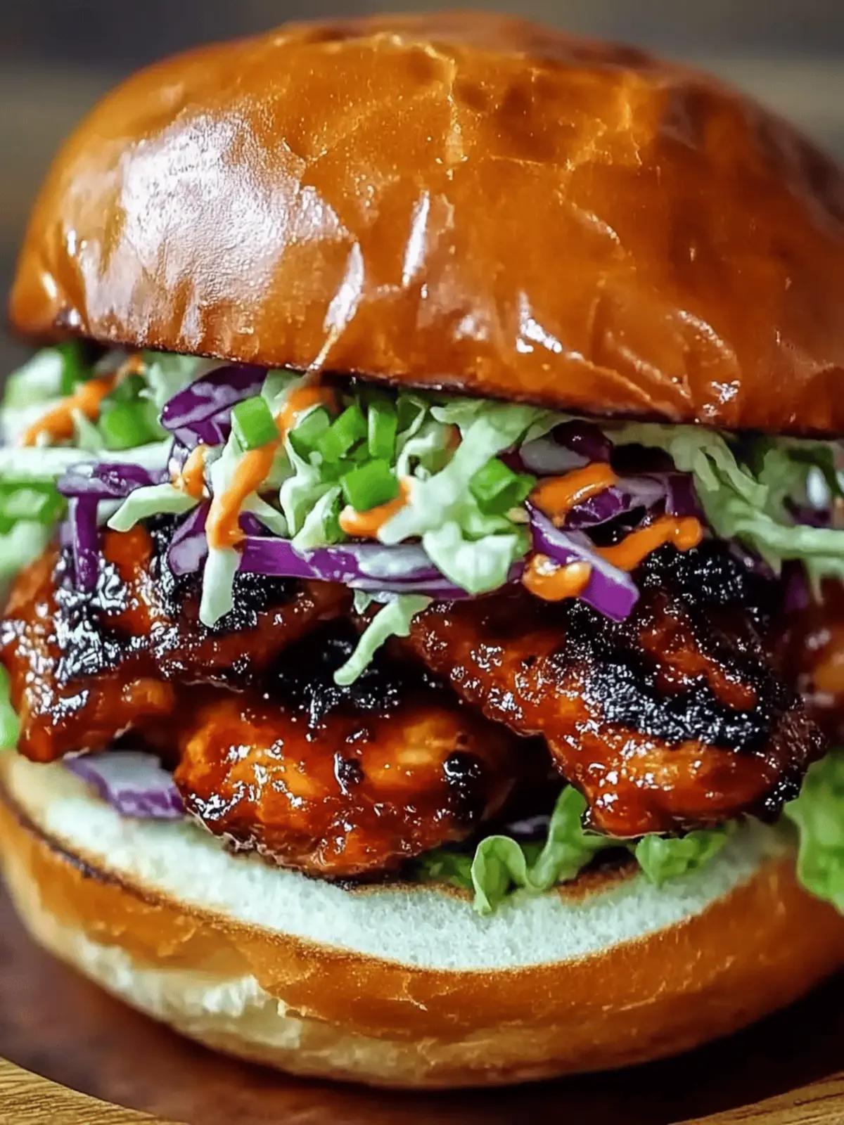 Spicy Korean BBQ Chicken Sandwich with Crispy Slaw