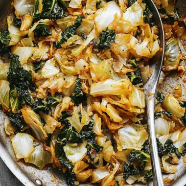Garlic Sautéed Cabbage Kale Skillet