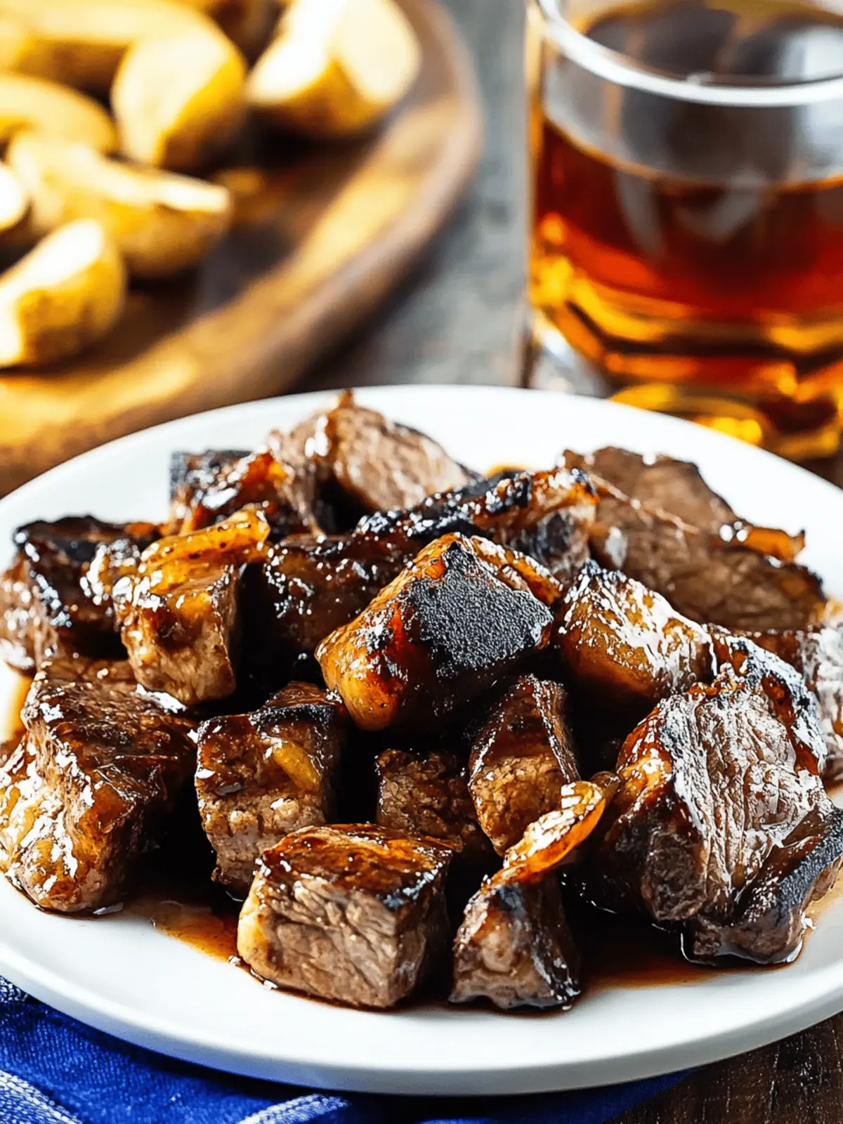 Honey Bourbon Steak Tips