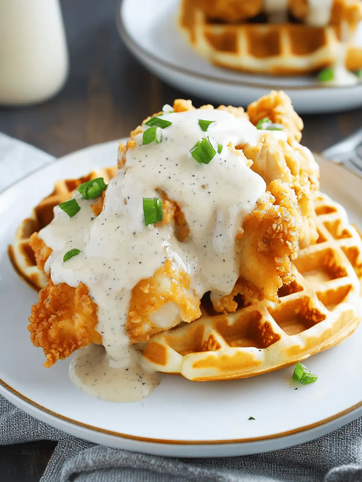 Oven-Fried Chicken with Waffles and White Gravy