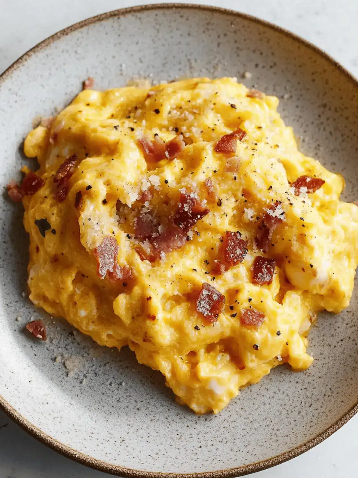 Silky Scrambled Eggs With Pancetta, Pepper and Pecorino