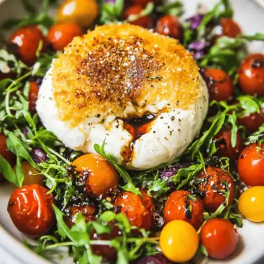 Fried Burrata with Balsamic-Marinated Tomatoes