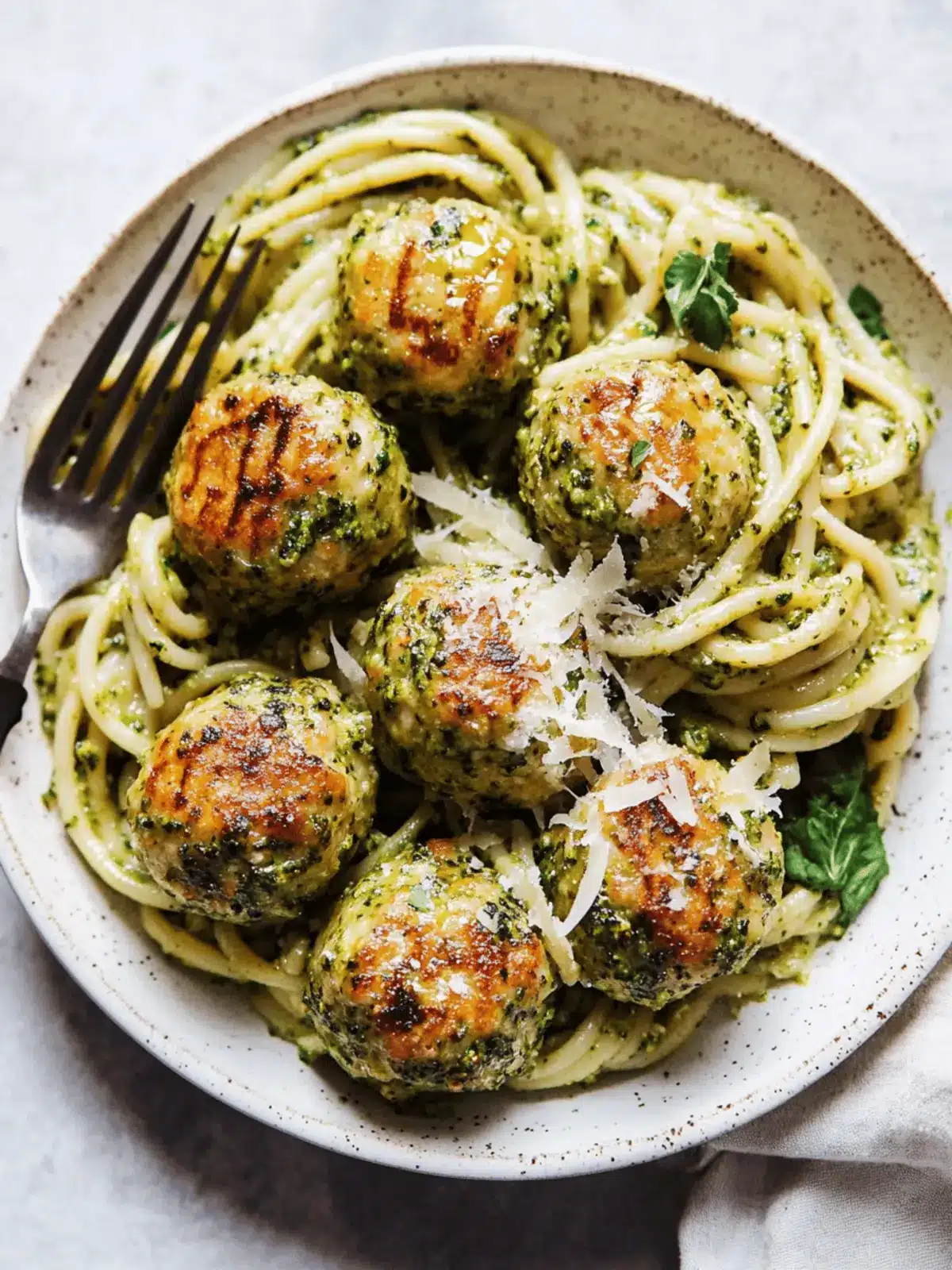 Baked Chicken Meatballs with Broccoli Pesto Pasta Delight 3 Baked Chicken Meatballs with Broccoli Pesto Pasta