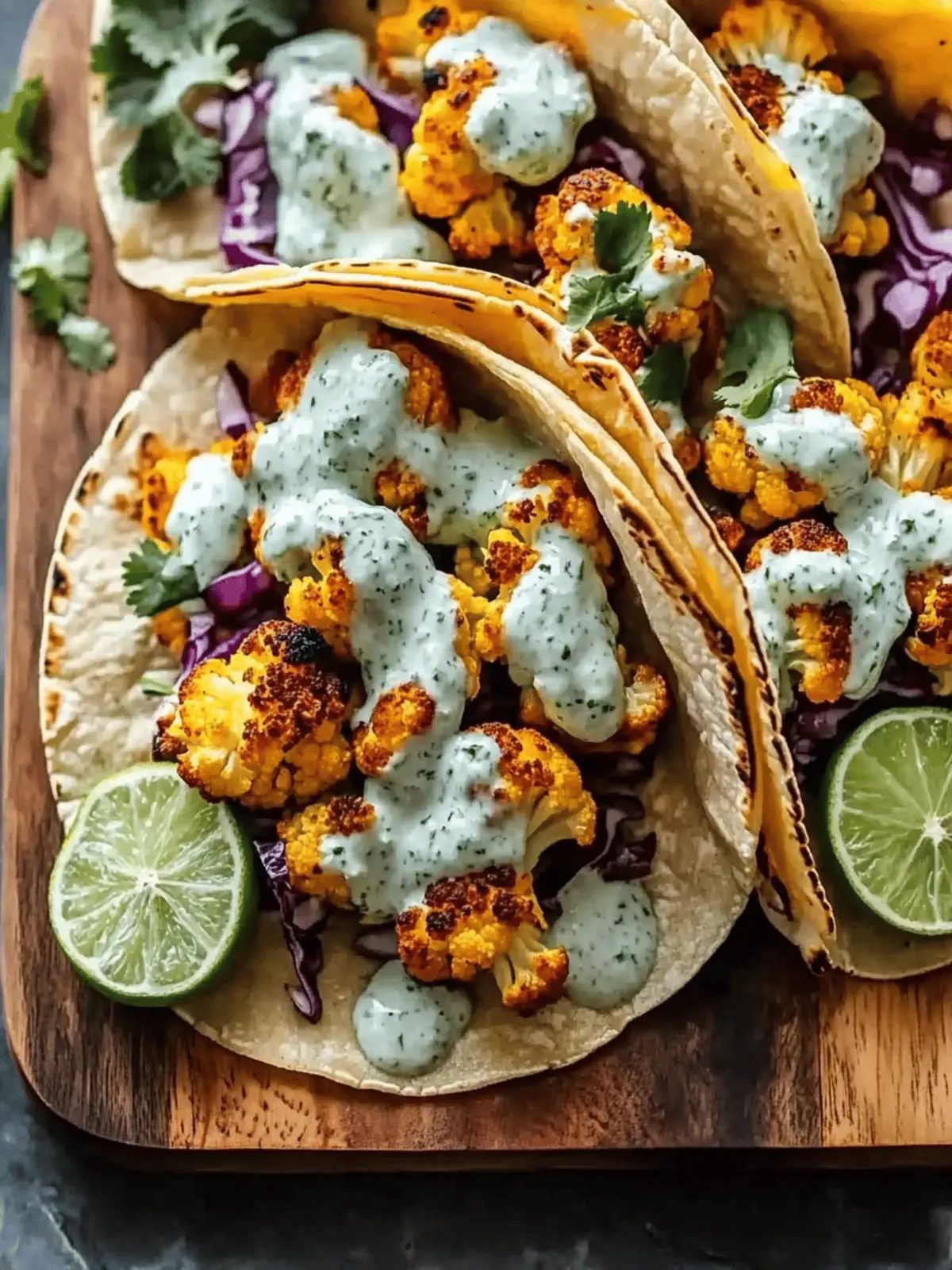 Cauliflower Tacos with Cilantro Lime Crema