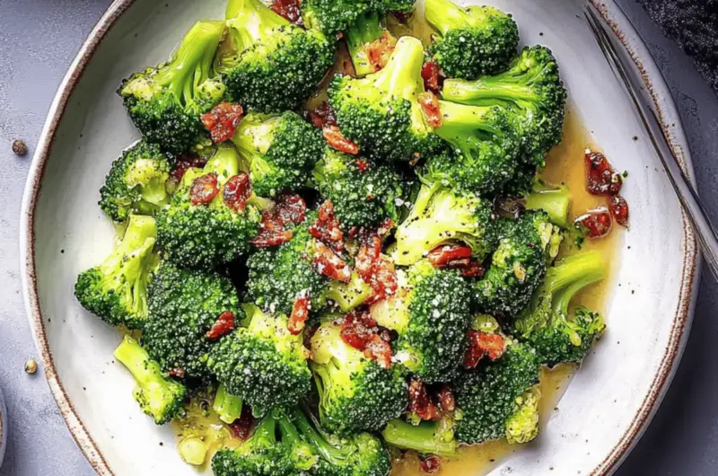 Garlicky Broccoli with Sauce and Crunchy Bacon Bliss 1 Broccoli with Garlic Sauce