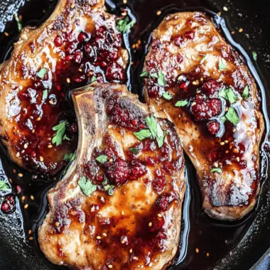 Raspberry Balsamic Glazed Pork Chops