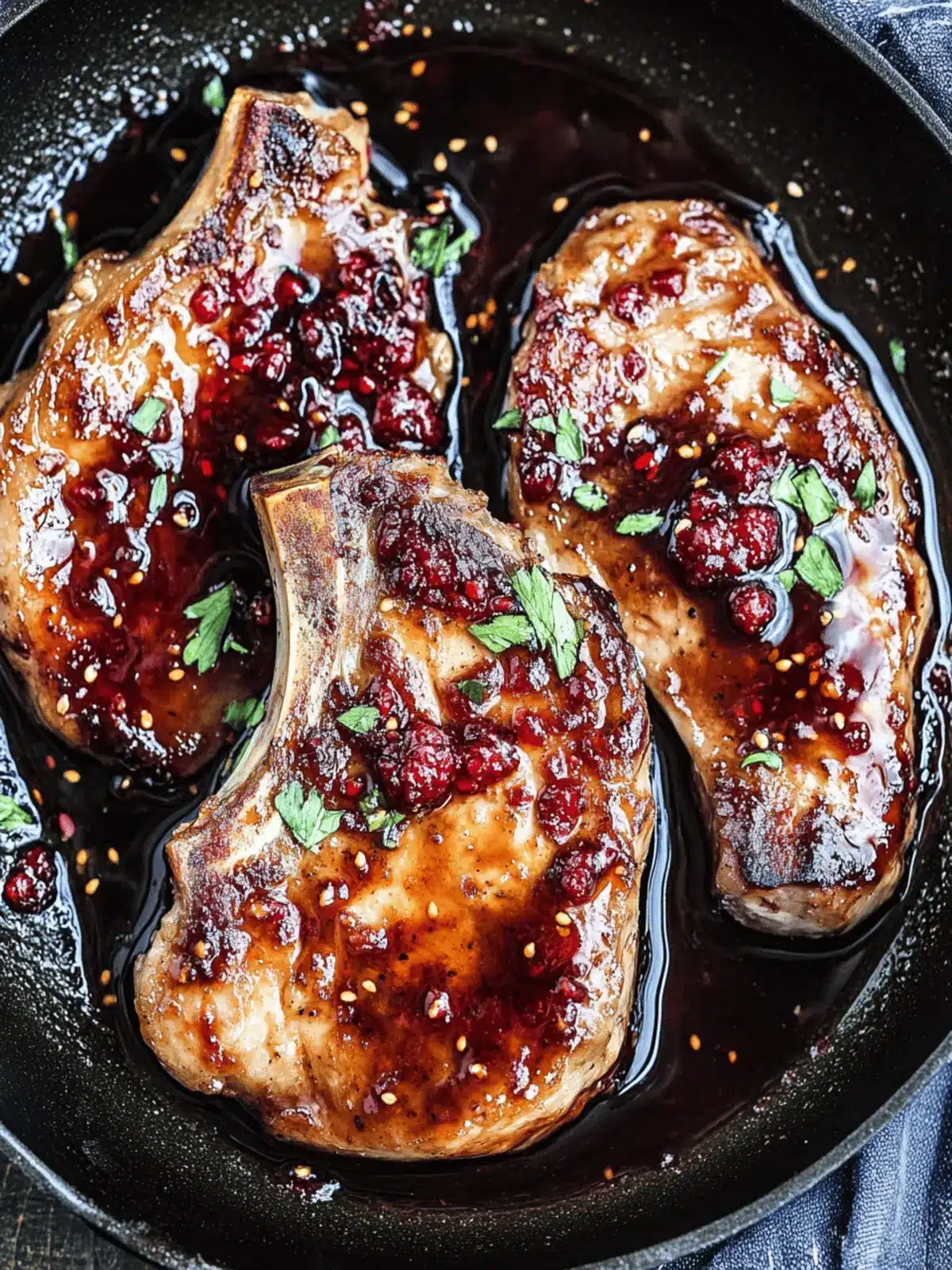Raspberry Balsamic Glazed Pork Chops