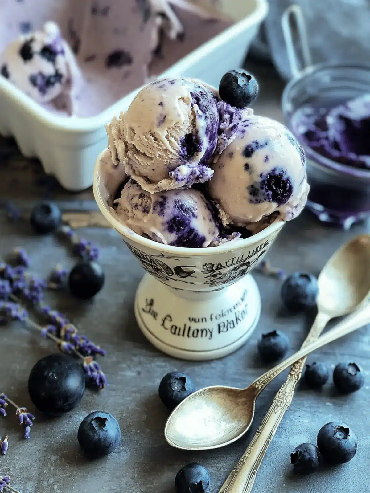 Earl Grey Blueberry Lavender Swirl Ice Cream