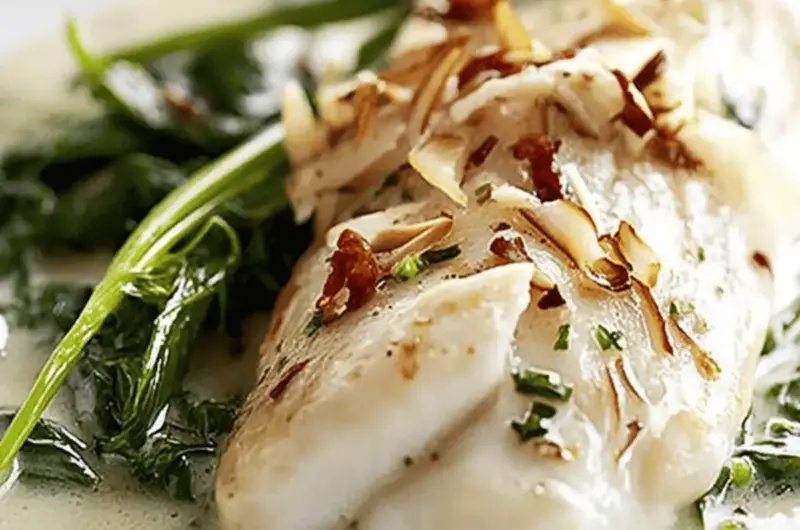 Coconut-Poached Fish With Spinach: A Tropical Dinner Delight 1 Coconut-Poached Fish With Spinach