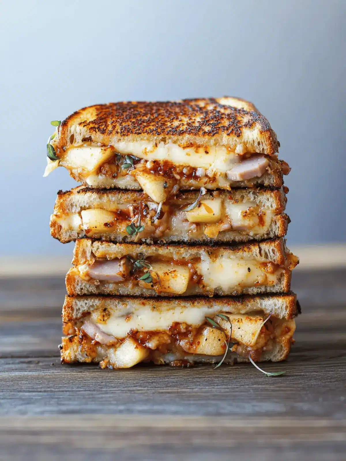 Grilled Cheese With Ham And Brie Cheese With Microgreens, Apple And Dijon
