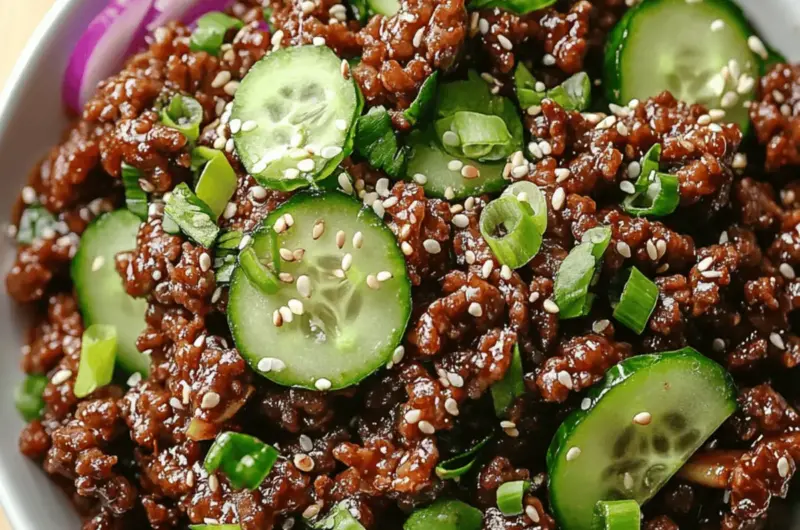 Spicy Keto Korean Ground Beef: A Refreshing Cucumber Salad Twist 1 Spicy Keto Korean Ground Beef with Cucumber Salad