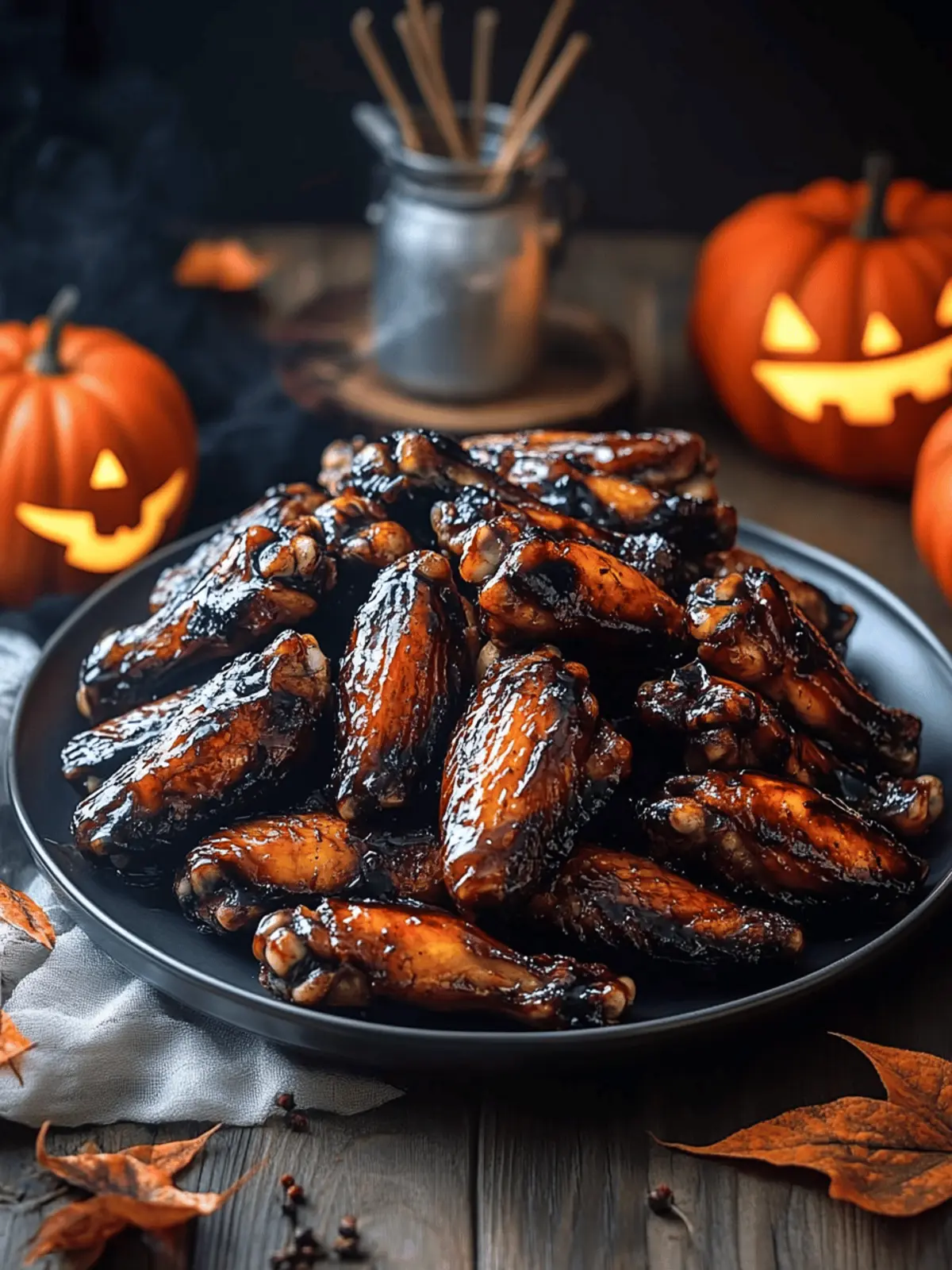 Spooky Bat Wings (Balsamic Glazed Chicken Wings)