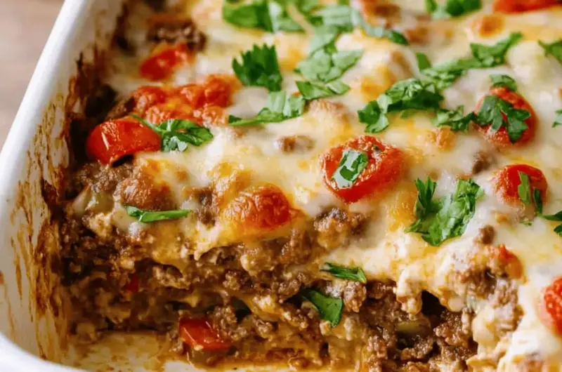 Keto Philly Cheesesteak Casserole