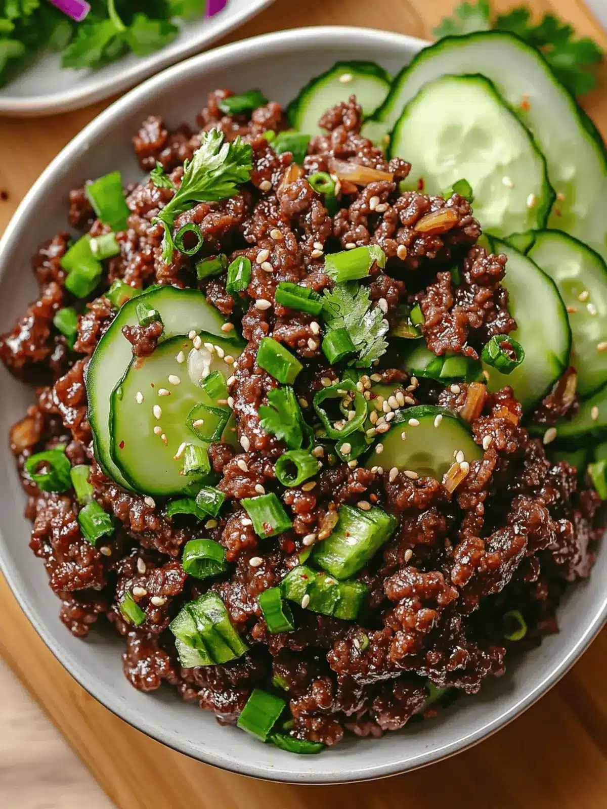 Spicy Keto Korean Ground Beef: A Refreshing Cucumber Salad Twist 3 Spicy Keto Korean Ground Beef with Cucumber Salad