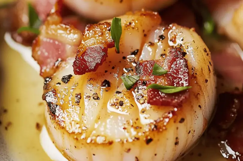 Indulge in Scallops with Bacon and White Wine Sauce Tonight 1 Scallops with Bacon and White Wine Sauce