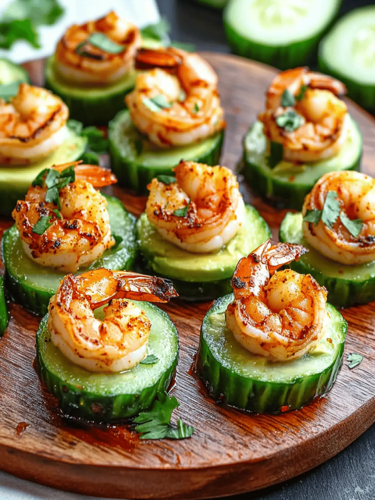Blackened Shrimp Avocado Cucumber Bites