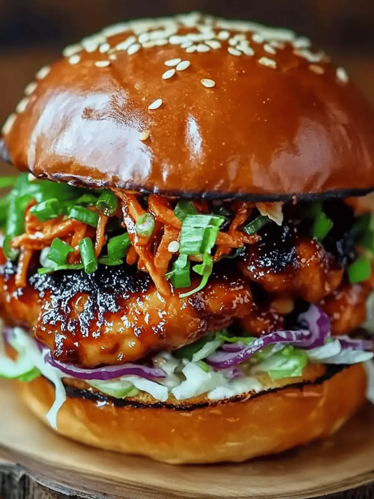 Spicy Korean BBQ Chicken Sandwich with Crispy Slaw