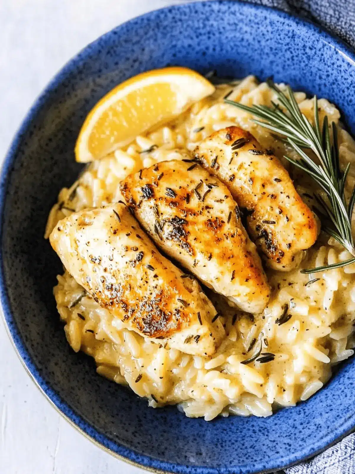 Creamy Cacio e Pepe Orzo Risotto with Rosemary Chicken