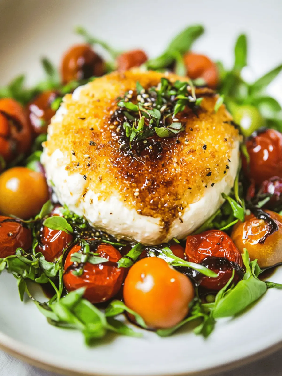 Fried Burrata with Balsamic-Marinated Tomatoes
