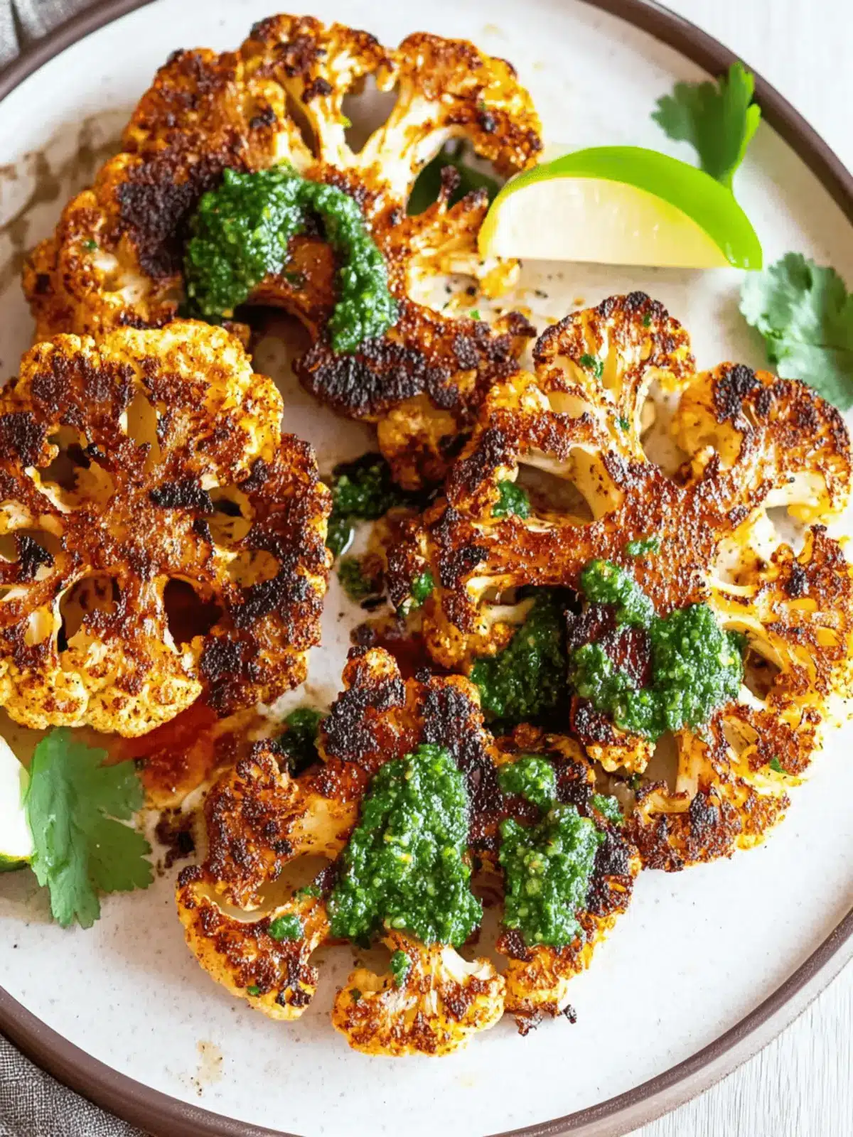 Cajun Roasted Cauliflower Steaks with Chimichurri