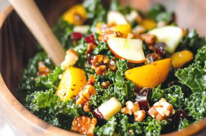 Autumn Kale Salad with Maple Balsamic Vinaigrette